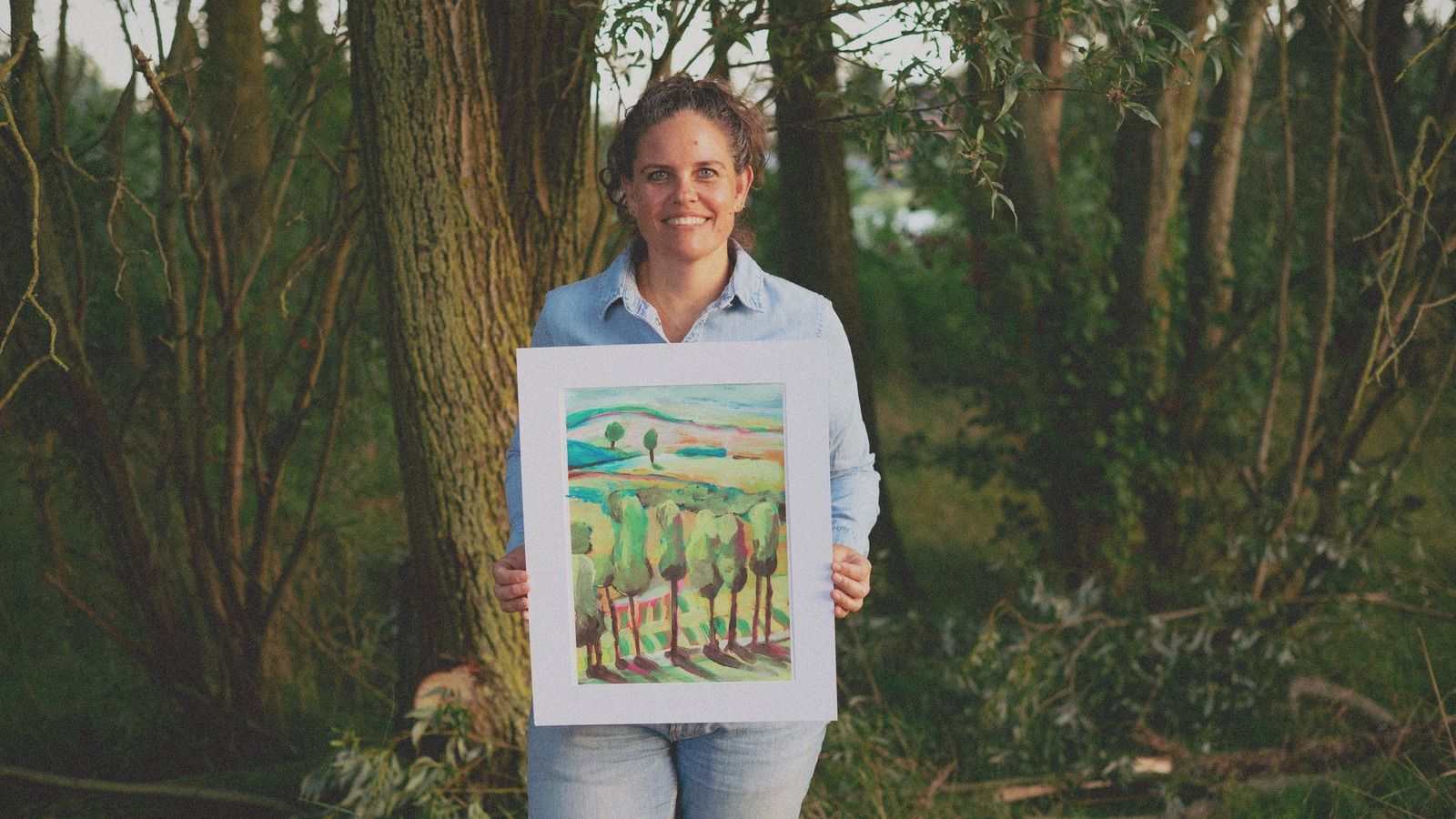 Het schilderij Wish you were here, in het bos